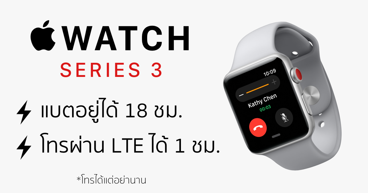 เผยแบต Apple Watch Series 3 อยู่ได้ 18 ชม. แต่โทรผ่าน LTE อยู่ได้แค่